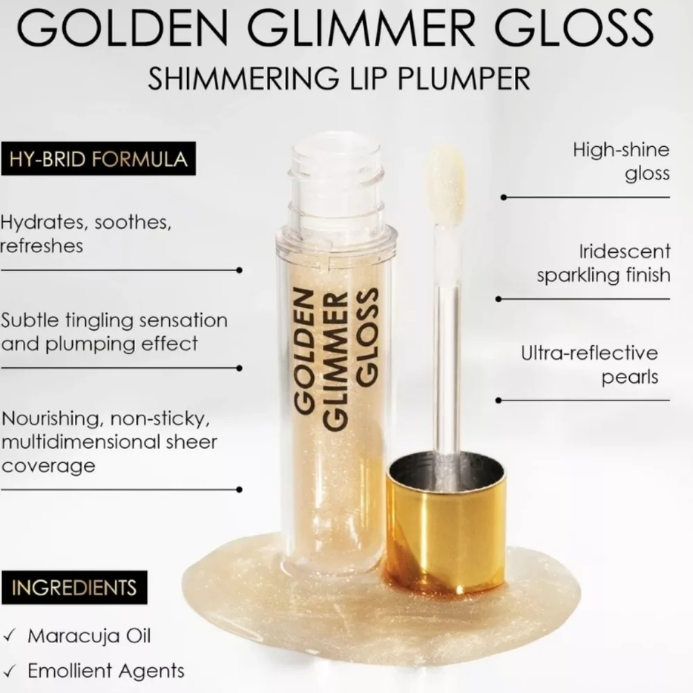 CLEARANCE! Natasha Denona Golden Glimmer Gloss Shimmering Lip Plumper, 5ml, NIB